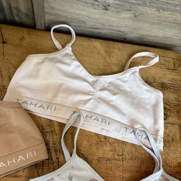 Tahari Girl bra set 3 bralette girls S 6-7 nude pink floral great preworn cond. - Picture 5 of 9